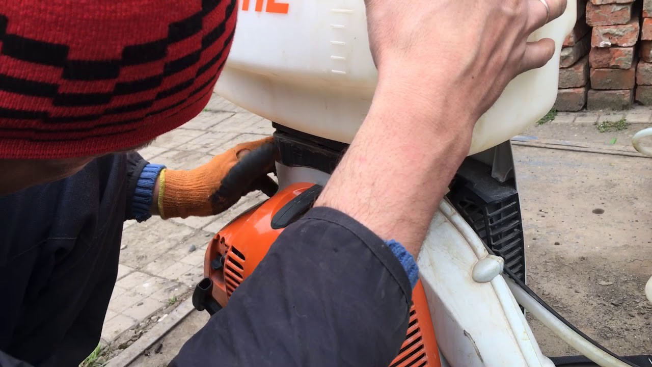 внесение сыпучих удобрений \ опрыскиватель stihl sr 450